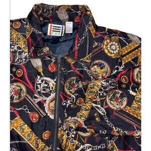 EVR Silk Jacket Womens Medium Golfer Country Club Div Rousso Bomber Bit & Bridle